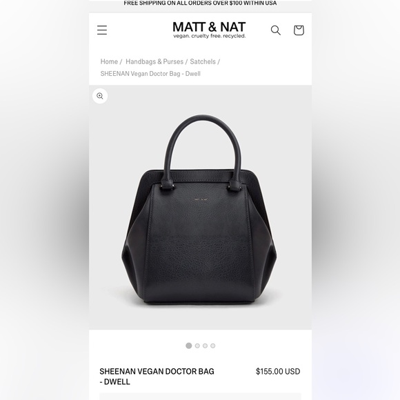 Matt & Nat Sheenan Vegan Doctor Bag Dwell Leather Recycled Plastic Black Handbag - Picture 12 of 15